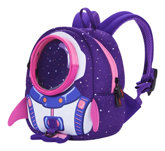 Mochila Niños Neopreno Osito Espacial Morado
