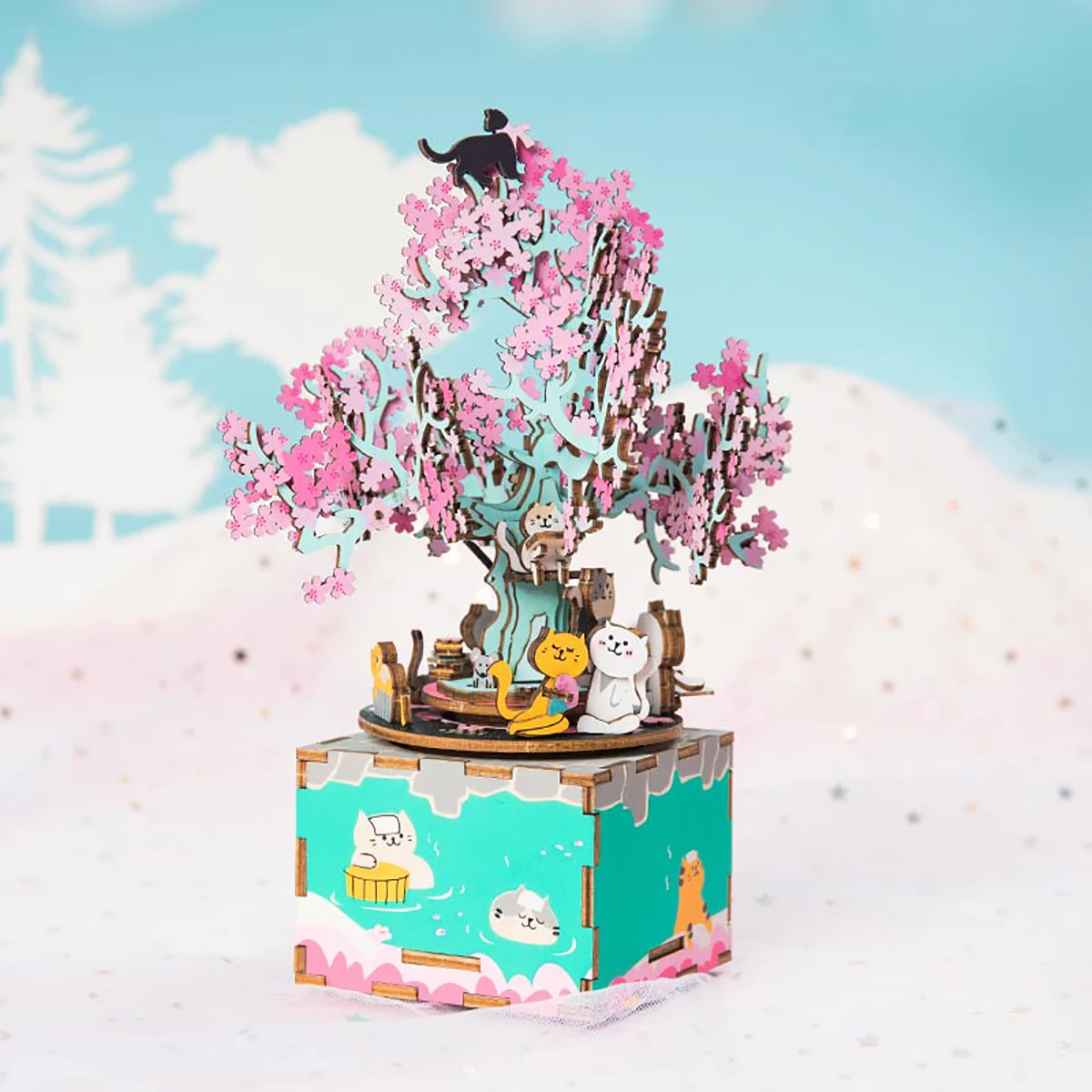 Caja Musical Eco Árbol Flor de Cereza Armable